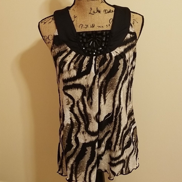 NWT Notations Animal print beaded top Size small - Picture 1 of 4